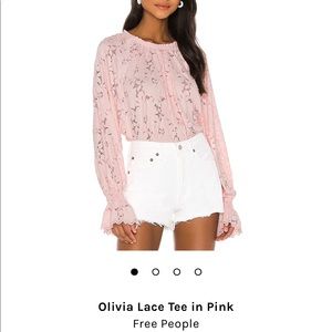 NWOT Olivia Lace Tee in Pink Free People